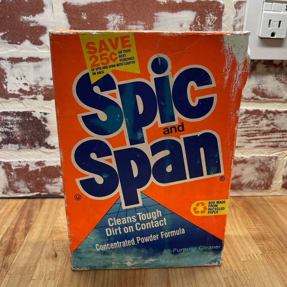 Vintage Spic and Span Concentrated Powder Cleaner Box Empty Display Prop Retro